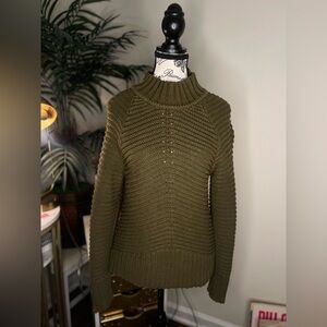 Reunited Clothing Olive Green Knit Sweater with Zipper Detail